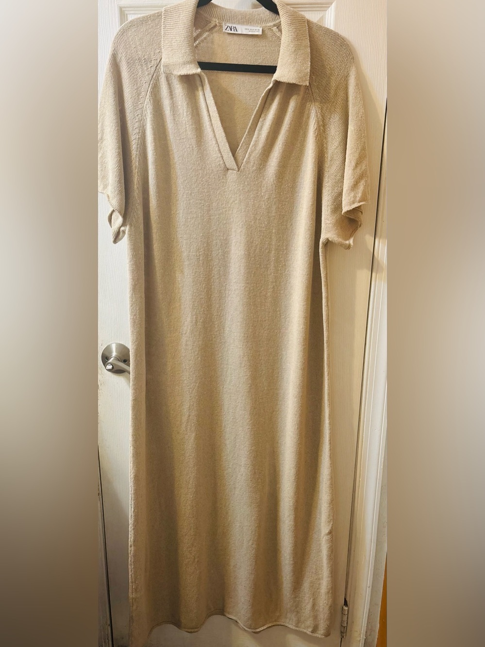 Zara Cream Polo Collar Maxi Dress - Picture 2 of 5